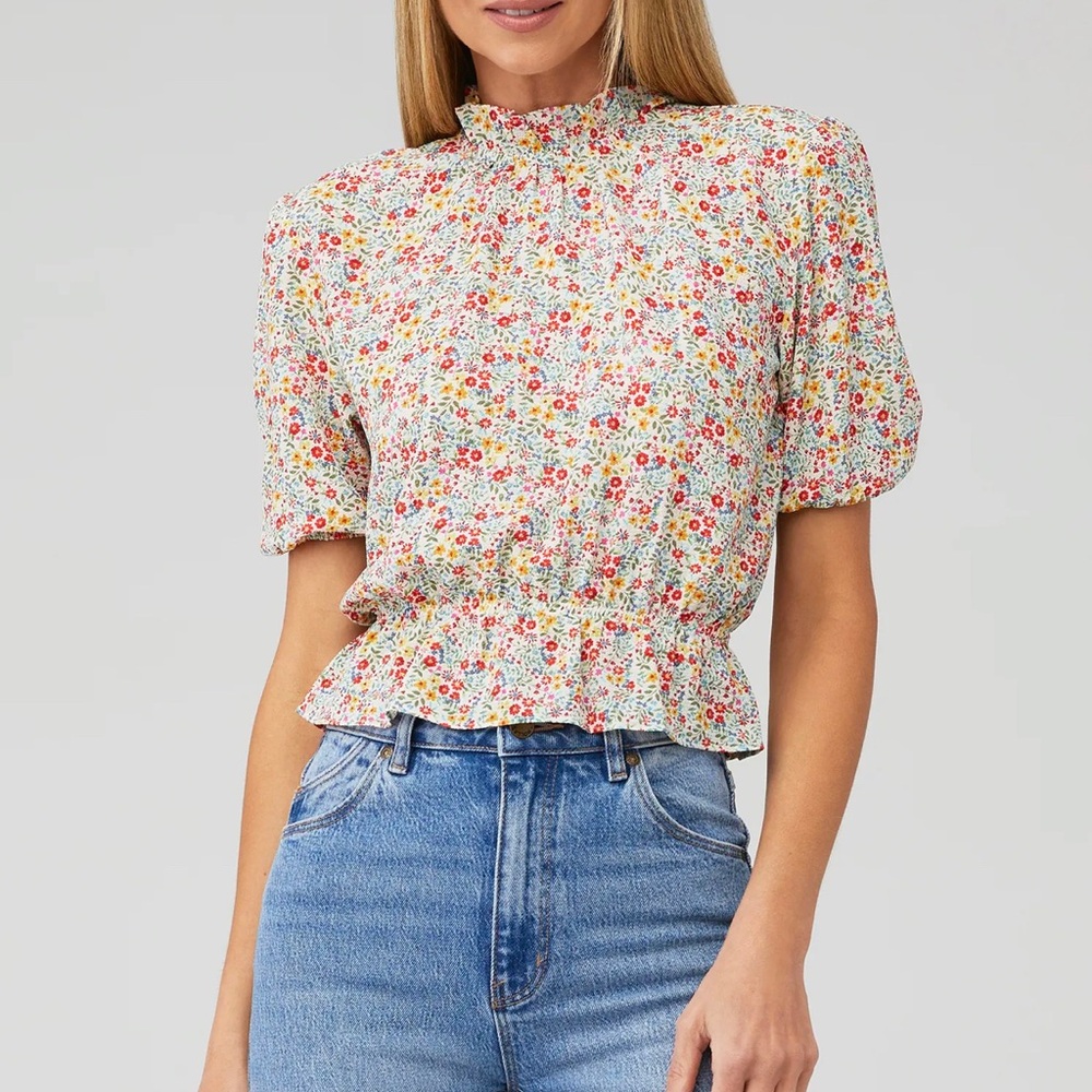 Tea Party Floral Crepe Top